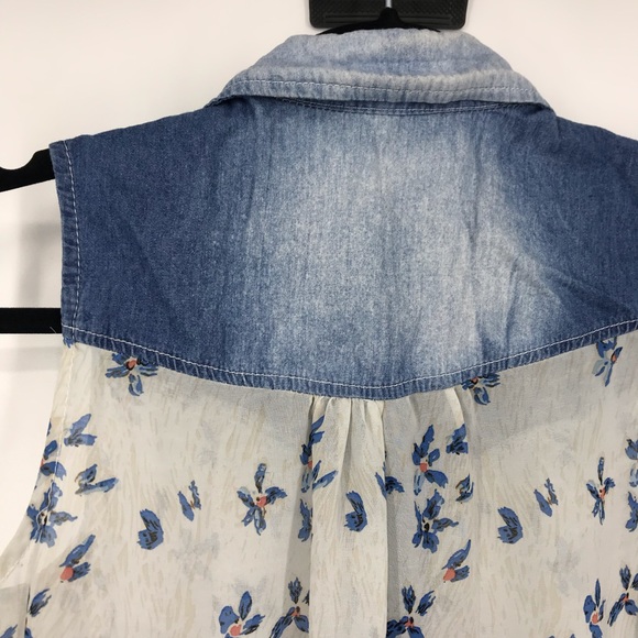 🖤3/$30 Mine sleeveless sheer blouse floral small - Picture 4 of 8